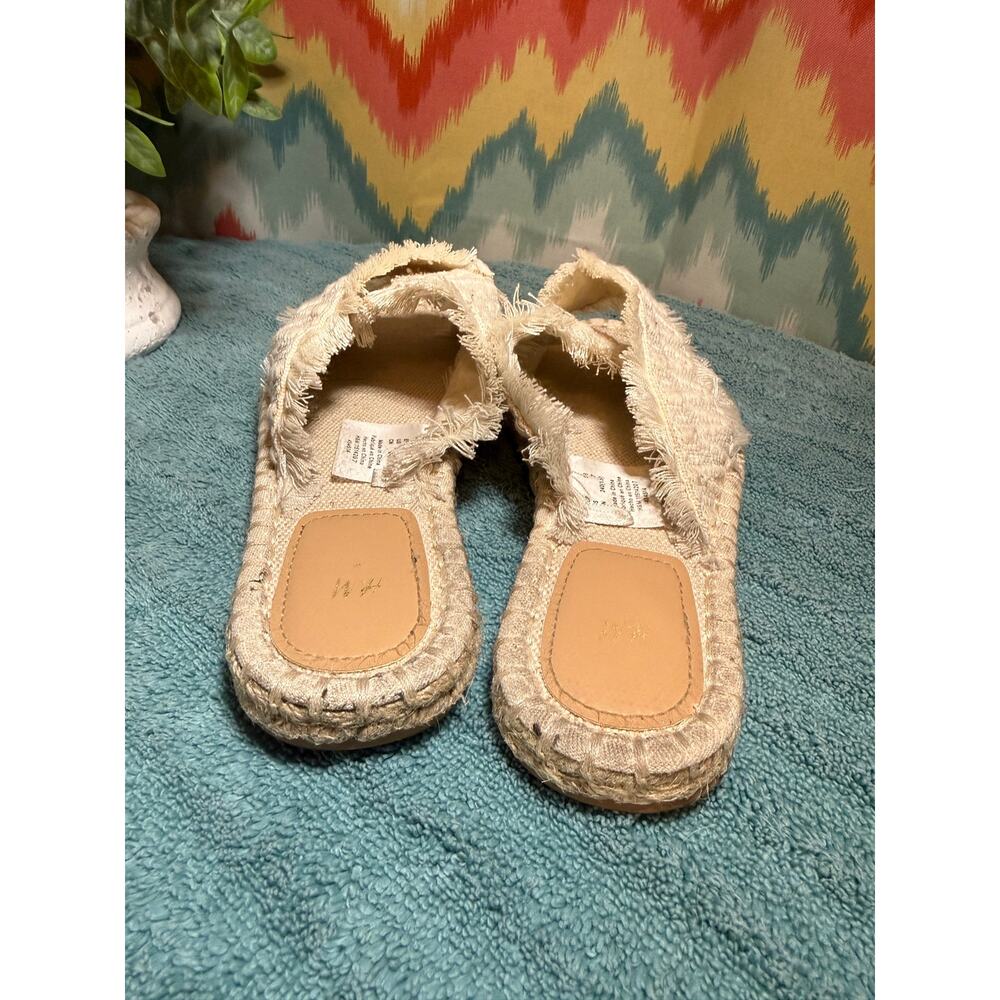 H & M Boho Slide cream casual summer beach open toe woven fringe sandal Size 7 - Picture 5 of 5